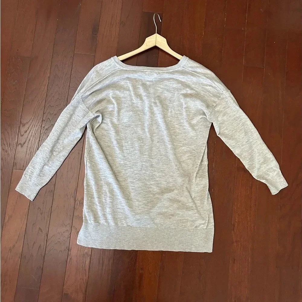 j crew 100% cotton vneck sweater size S 3/4 sleeve beige color excellent cond
